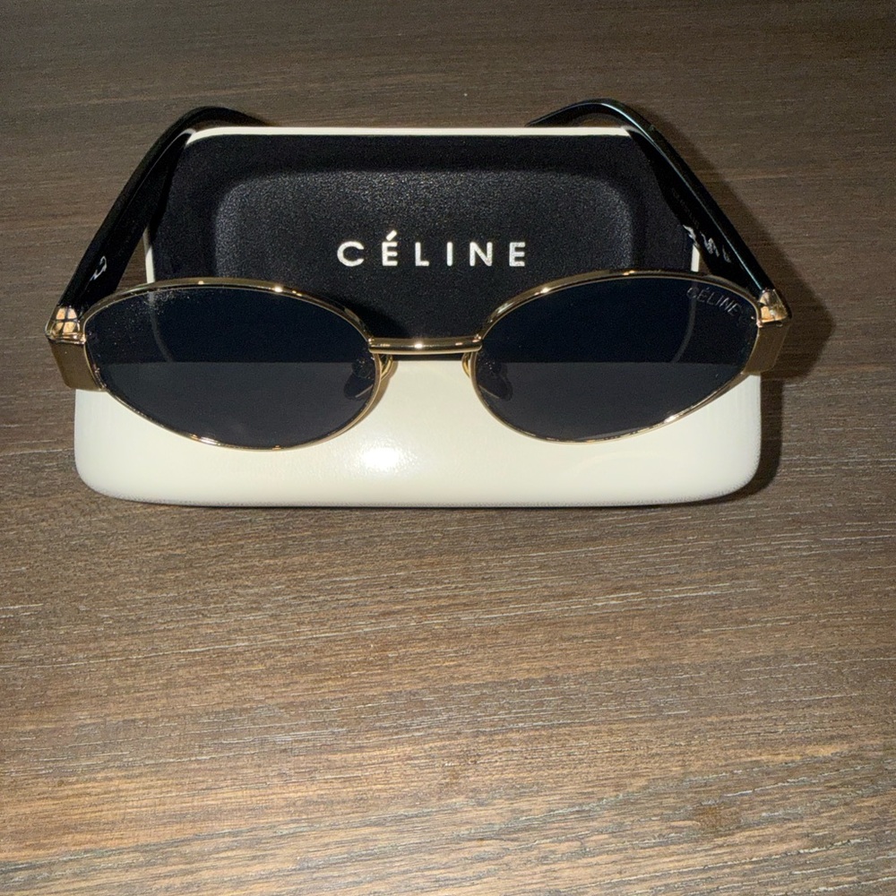 Celine Black Sunglasses Temple Arm with Gold Logo